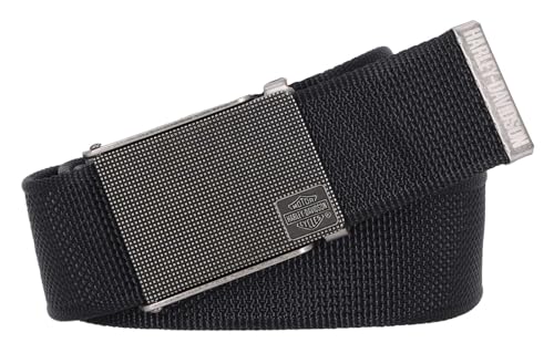 Harley-Davidson Men's Bar & Shield Logo Bottle Opener Nylon Web Belt - Black