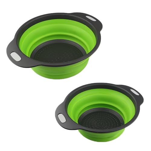 2 Piezas Coladores de Silicona, Colador Plegable de Silicona para la cocina, adecuado para pasta, frutas y verduras en...