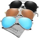 Aviator Sunglasses for Men Women Polarized UV400 Protection Mirrored Lens Metal Frame with Spring Hinges