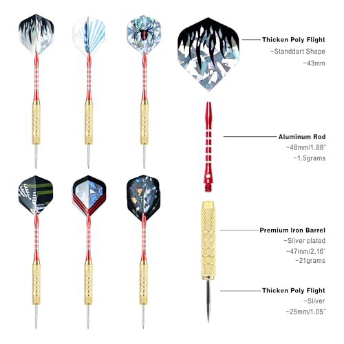 41FySl87DVL. SL500  - CHRDW, 18-Piece Metal Tip Professional Darts, Aluminum Shaft Professional Metal Darts Set, Steel Tip Darts, Large Capacity Metal Darts Set.