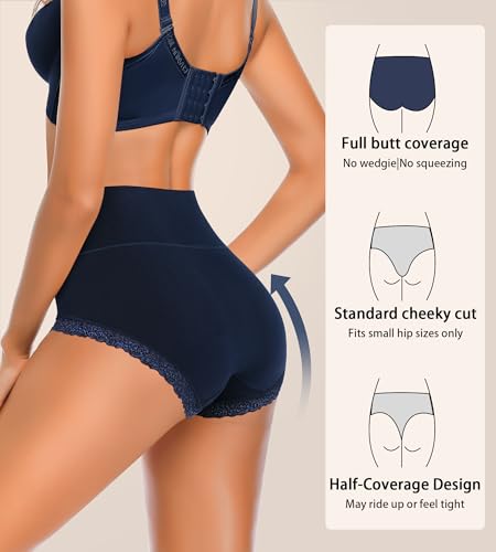 Image of Women's Cotton Underwear,Ladies Soft Stretch Tummy Control Comfy No Muffin Panties Boyshorts