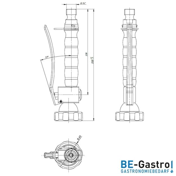 BE-GASTRO I Grifo Industrial Hostelería - Alcachofa de ducha de mano (azul), incluye barra de sujeción, 1/2" Standard AG | Alcachofa de repuesto de acero inoxidable para alcachofa de cocina