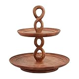 Mud Pie x 14' Dia Twisted Handle Tiered Server, Brown