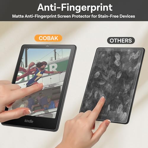 Image of CoBak 2 Pack HD Screen Protector for 7 inch Kindle Paperwhite 12th Gen 2024 & Kindle Colorsoft Signature Edition, Kobo Aura 2 - High Clarity, Fingerprint Resistant - PET Film-8