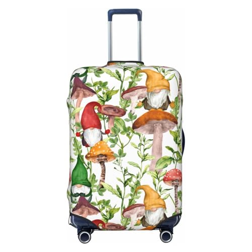 Mushrooms Gnomes Print Luggage Cover Washable Elasticated Suitcase Covers TSA Approved Stylish Dust and Scratch Resistant Case Protector for Kids and Adults