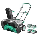 Litheli 2x20V Battery Powered Cordless Snow Blower, 20'' Brushless Electric Snow Thrower with Wheels, LED Lights, 180° Chute, Powerful Snow Removal Kit with 4.0Ah Battery and Fast Charger