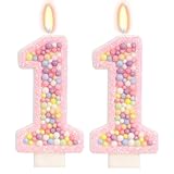 FAMGift Velas de cumpleaños – Vela del número 11, suministros de fiesta temática dulce (rosa)