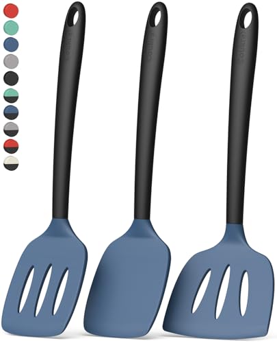 Image of Coukre 3 Pack Silicone Spatula Set, Heat Resistant to 500F, BPA-Free