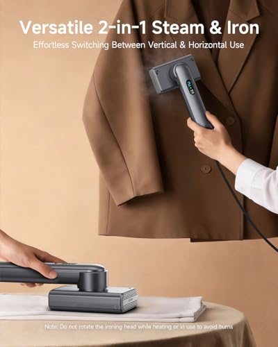 Image of Epicka Dual Voltage Global Travel Steamer (100-240V), Grey | Portable 2-in-1 Handheld Steamer & Iron with Auto Shut-Off & Dual Steam Modes for Clothes & Garments