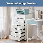 OLIXIS 7 Drawer Mobile File Cabinet Under Desk Storage Organization with Wheels Vertical Filing Chest Rolling Wood Small Desk Printer Stand for Home Office, 15.75"D x 18.74"W x 34.25"H, White - Image 5