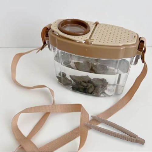MANON ROSA Turtle Carrier Box Bug Collection Fish Catcher, Insect Observation Container for Travel-Outdoor Nature Explorer Kit (Brown)