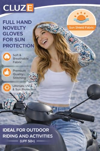 Image of Women's Driving Gloves, Printed Cotton Full Hand Summer Gloves for Protection from Sun Burn /Heat /Pollution (Pack of 1 Pair)