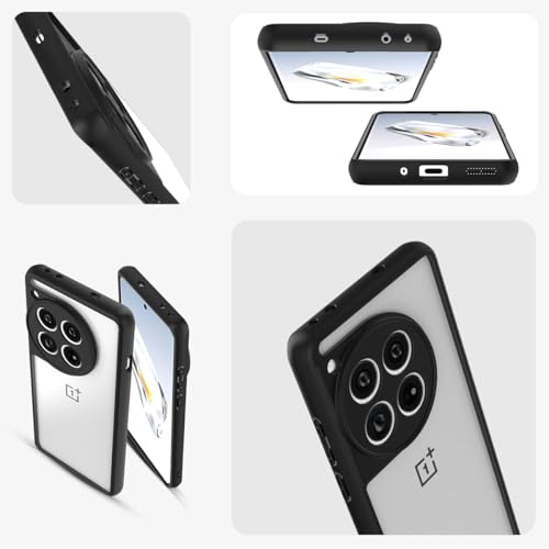 Image of KAPAVER Hybrid Clear Back Cover Case for OnePlus 12 | Protective Shockproof Cleare Hard PC Soft Flexible Black TPU Cover