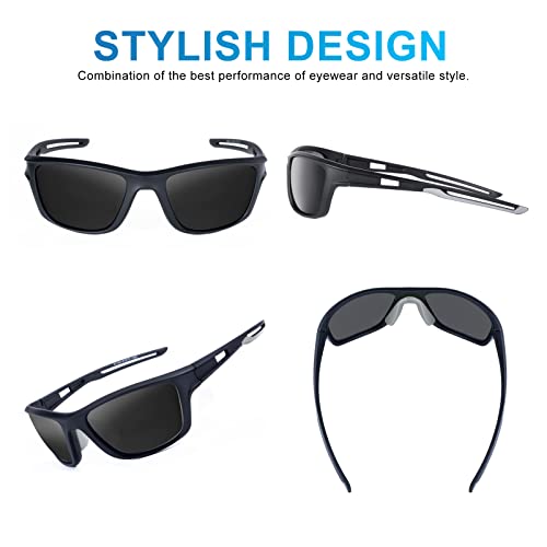 OKH 2 Pack Polarised Cycling Sunglasses Wrap Around Men Women Retro Sun Glasses UV Protection Outdoors Sports Biking Running Fishing Hiking Driving Eyewear with Rope Strap - Image 2