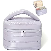 Prite Makeup Bag for Women Cute Cosmetic Bag Girls Portable Waterproof Toiletry Bag Travel Make Up Organizer Bag with Handle Violet