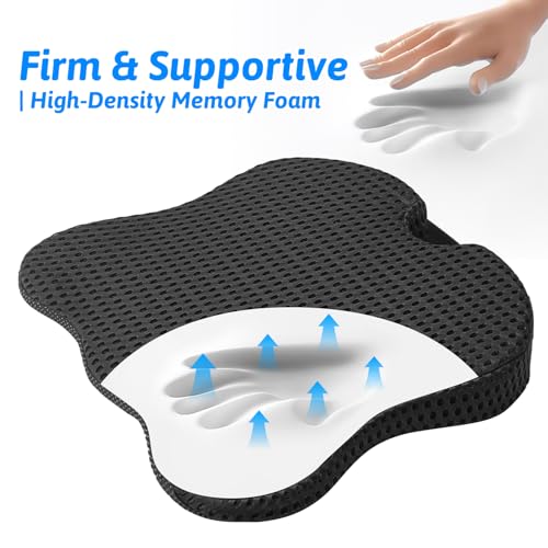 Image of Wedge Car Seat Cushion for Better Visibility & Sciatica Pain Relief - High Density Memory Foam, Non-Slip Ergonomic Car Seat Cushion for Driving, Universal Fit for Car, SUV,Truck & Tractor (All Black)