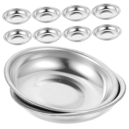 LOLIPPYY 10 pezzi Piatti Condimento in Acciaio Inossidabile Ciotole Rotonde Multiuso per Salse Immersioni e Antipasti Resistenti e Facili da Pulire per Casa e Ristorante Riutilizzabile