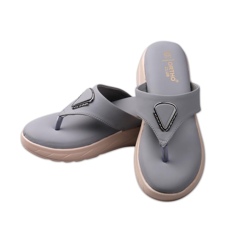 Image of ORTHO CLUB Women's Orthopedic Comfort Sandals - Soft Cushion Footbed, Anti-Slip Sole, Stylish Toe-Ring Design - Lightweight Sandals for Women & Girls
