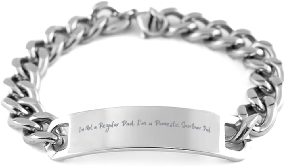 Cute Domestic Shorthair Cat Gifts, I'm Not a Regular Dad. I'm a Domestic, Special Birthday Cuban Chain Bracelet from Cat Lovers, Cat Lover Gift, Pet Owner Gift, Animal Lover Gift, Bangle, Cuff