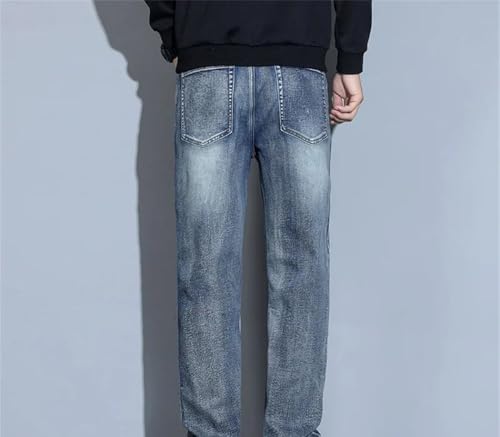 Men Distressed Jeans Washed Loose Fit Straight Denim Pants Wide Leg Casual Winter Trousers3