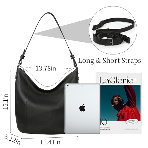 Image of Iswee Soft Leather Hobo Shoulder Crossbody Handbag Purse for Women Tote | Slouchy Bag Large Capacity Casual Travel Pocketbook Designer Daily Work Bag