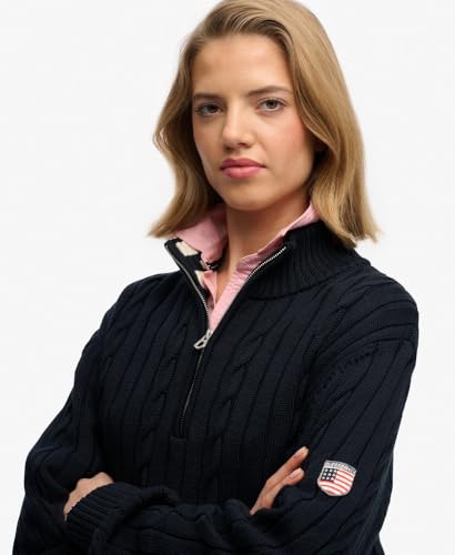 Superdry Slouchy Cable Half Zip Sweater S