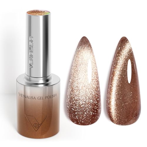 Venalisa Gel Nail Polish Brown Cat Eye 10ml Stylish Round Colour Matching Gradient Bottle with Top Label Showing Colour and Number UV Gel Polish for Stunning Autumn Winter Nail Art Design 5651