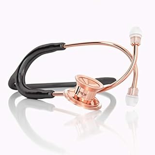 MDF Rose Gold Pediatric Stethoscope - MD One Stainless Steel Premium Dual Head Pediatric Stethoscope - (MDF777C) (Rose Gold / Black)