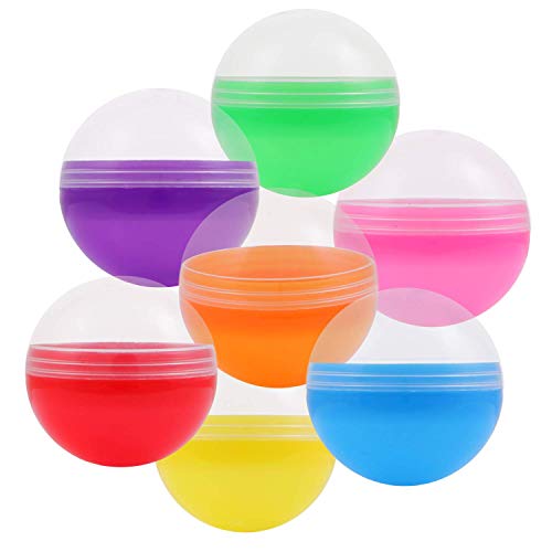 Vending Machine Capsules - 3.9 Inch Empty Plastic Capsules - 14 Pcs Clear-Colored Round Capsules - 100 mm Toy Capsules - Empty Capsule Balls for Prizes - Candy Hunt Containers - Bath Bombs Molds