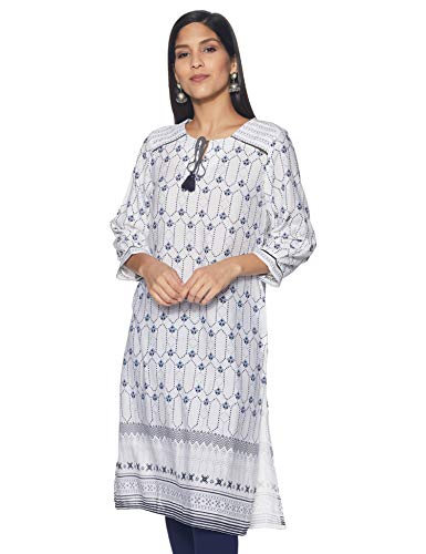 global desi Women's Rayon Tribal Kurta (SS20GH025KURLWHITEXXL_White_XX-Large)