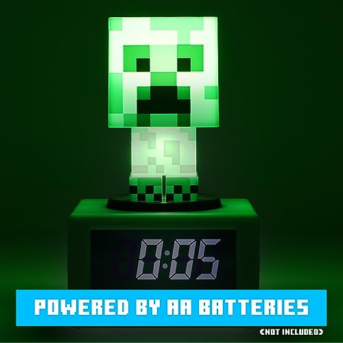 Paladone Minecraft Creeper Icon Alarm Clock - Creeper Glow Mode - Battery Powered - Kids Alarm Clock for Boys - Image 6