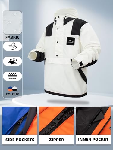 Image of Mens Hiking Outdoor Recreation Softshell Jackets Waterproof Outdoor Lightweight Jacket Rain Hood Windbreakers Raincoats (US, Alpha, X-Large, Regular, Regular, White)