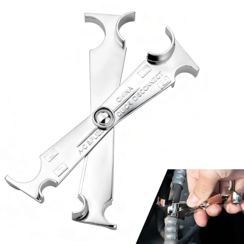 Zosgrew Fuel Line Disconnect Scissor Tool, 2-in-1 Metal Fuel Line Disconnect Scissors Set, 3/8 Inches and 5/16 Inches Filter Removal Tool, Universal for Most Cars (Silver)