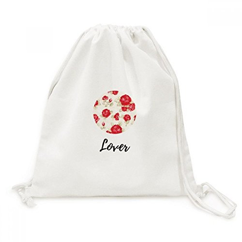 Sac à dos cordon en toile motif rose rouge dessin art pour voyage