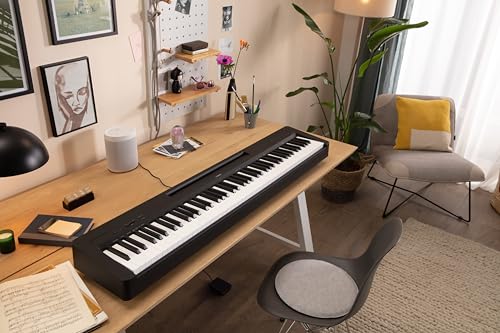 Image of Yamaha 88-Key Digital Piano with Weighted Keys, Compact Design, Bluetooth, Keyboard, Music Rest, Sustain Foot Switch, and Built-in Speakers for Home Practice or Travel P145BT