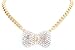 Goldtone with Clear Iced Out Medium Bow Style Pendant with a 20 Inch Adjustable Chain Necklace (B-261)