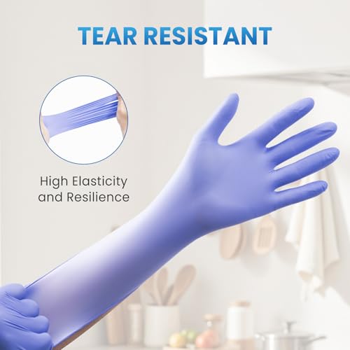Borje Nitrile Gloves Large, 100 Count Disposable Gloves, Iris Blue, Latex-Free Powder-Free, Medical Exam, Food Safe, Cleaning, Cooking