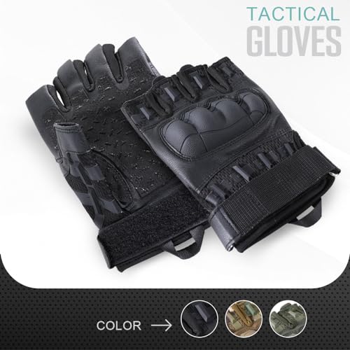 Image of WTACTFUL Fingerless Tactical Gloves Men Women, Breathable Reinforced Palm | Microfiber Leather, Breathable Mesh, Adjustable Wrist, Anti-Slip, for Motorcycle Airsoft Paintball Cycling Work Hiking