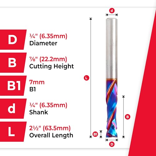 Image of Amana Tool Spektra Extreme Tool Life Solid Carbide CNC Compression Spiral Router Bit, 46170-K, 1 /4 D x 7 /8 CH x 1 /4 Shank x 2-1 /2 Inch Long 2 Flute