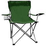 Weather Station Camping Chair, Lightweight and Portable Outdoor Folding Tailgate Quad Accessories with Cup Holder and Armrests, Green