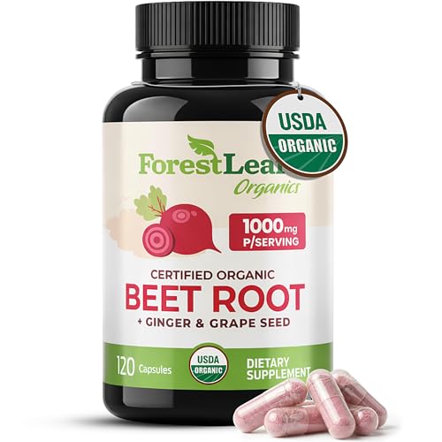 ForestLeaf USDA Organic Beet Root Capsules - Beetroot Supplement 1000mg