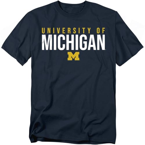 LOGOVISION University of Michigan Stacked Unisex Adult T Shirt Navy Large