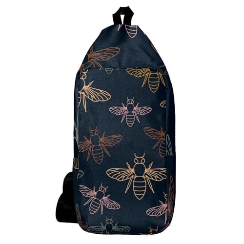 Sac à dos à bandoulière motif bourdons multicolore compact 16x36.5cm