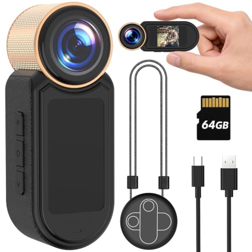 2.7K 1080P Thumb Action Camera, 64GB WiFi Mini Body Hands-Free POV Camera