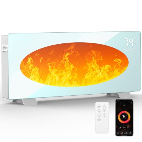 Dimplex Electric Heater with 33" Glass Panel -1500W, 24H Timer & Remote Control-Convection Space Heater for Bedroom & Large Rooms -  RMAITCO, NDW-15WT
