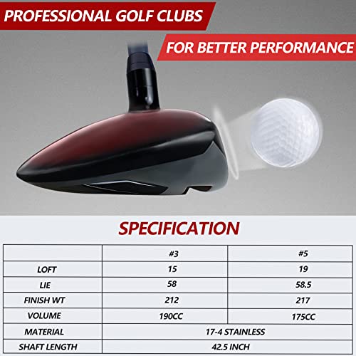 Possot Golf Fairway Wood, 3/5 Wood With Graphite Shafts For Man's, Golf Club With Premium Regular And Stiff Flex Shaft, Right Handed, 5 Wood Regular #TOP2