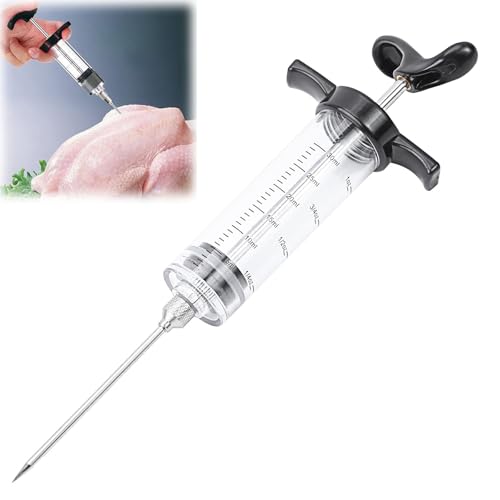 Fleischspritze, Marinadenspritze, Fleischinjektoren zum Räuchern und Grillen 30 ml, Meat Injector, Fettinjektornadel, Marinierspritze, Gewürzspritze, Injektor-Marinaden für...