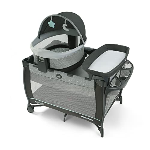 Image of Graco Pack n Play Travel Dome DLX Playard, Astin with Portable Bassinet and Integrated Storage Organizer