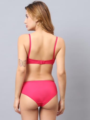 Image of Cotton Blend Light Padded Non Wired Full Coverage Bra and Panty Set Lingerie Set for Girls and Women