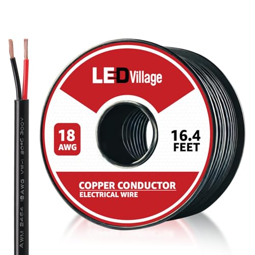 18 Gauge Ledvillage 2 Conductor Electrical Wire 16.4FT/5M - 18AWG Electrical Wire Stranded PVC Cord Oxygen-Free Copper Cable Low Voltage for LED Strips Lamps Lighting Automotive